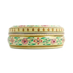 Clearance Hand Painted Single Tier White Tiffin Tin, 300ml Indian Ingredients|Food Storage & Containers