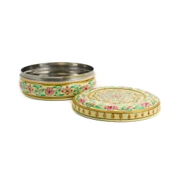 Clearance Hand Painted Single Tier White Tiffin Tin, 300ml Indian Ingredients|Food Storage & Containers