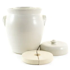 Online Handmade Stoneware Fermenting Crock in White 4.5 litre Pickling, Preserving & Fermenting Jars