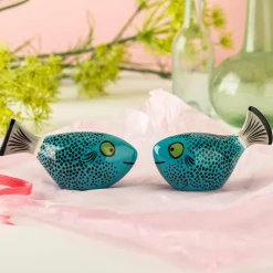 Outlet Set of 2 Blue Fish Salt & Pepper Shakers, 10cm Table Setting|Kitchen Tools & Utensils