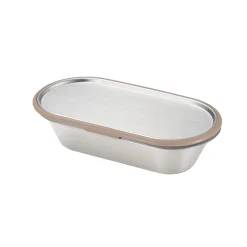 Online Japanese Brown Rim Stainless Steel Lunch Box, 21x11cm Tableware Brands|Japanese Ingredients