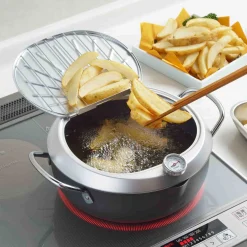 Online Japanese Tempura Frying Pot with Temperature Probe & Drip Rack Japanese Ingredients|Pots & Pans