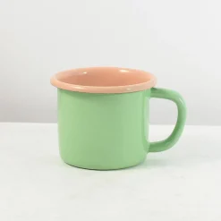 Hot Kapka x Sous Chef Colourblock Enamel Mug, Green & Pink, 350ml Crockery & Dinnerware|Tableware Brands