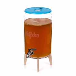 Discount Blue Kombucha Glass Fermenter with Spigot and Wooden Stand, 7L Pickling, Preserving & Fermenting Jars
