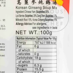 Online Korean Ginseng Soup Mix, 100g Ingredients Brands|Chinese Ingredients