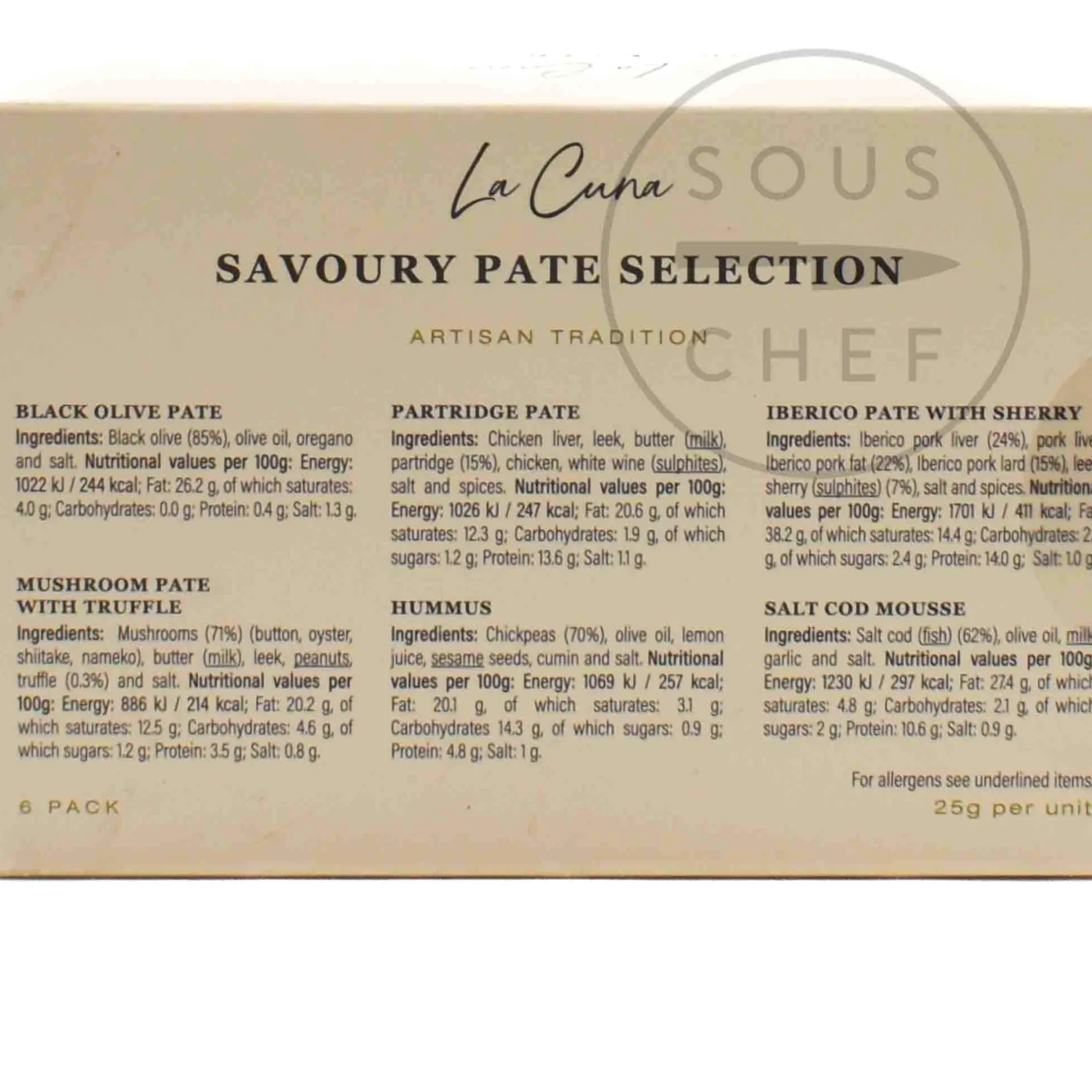 New Savoury Pate Selection, 6x25g Ingredients Brands|Spanish Ingredients