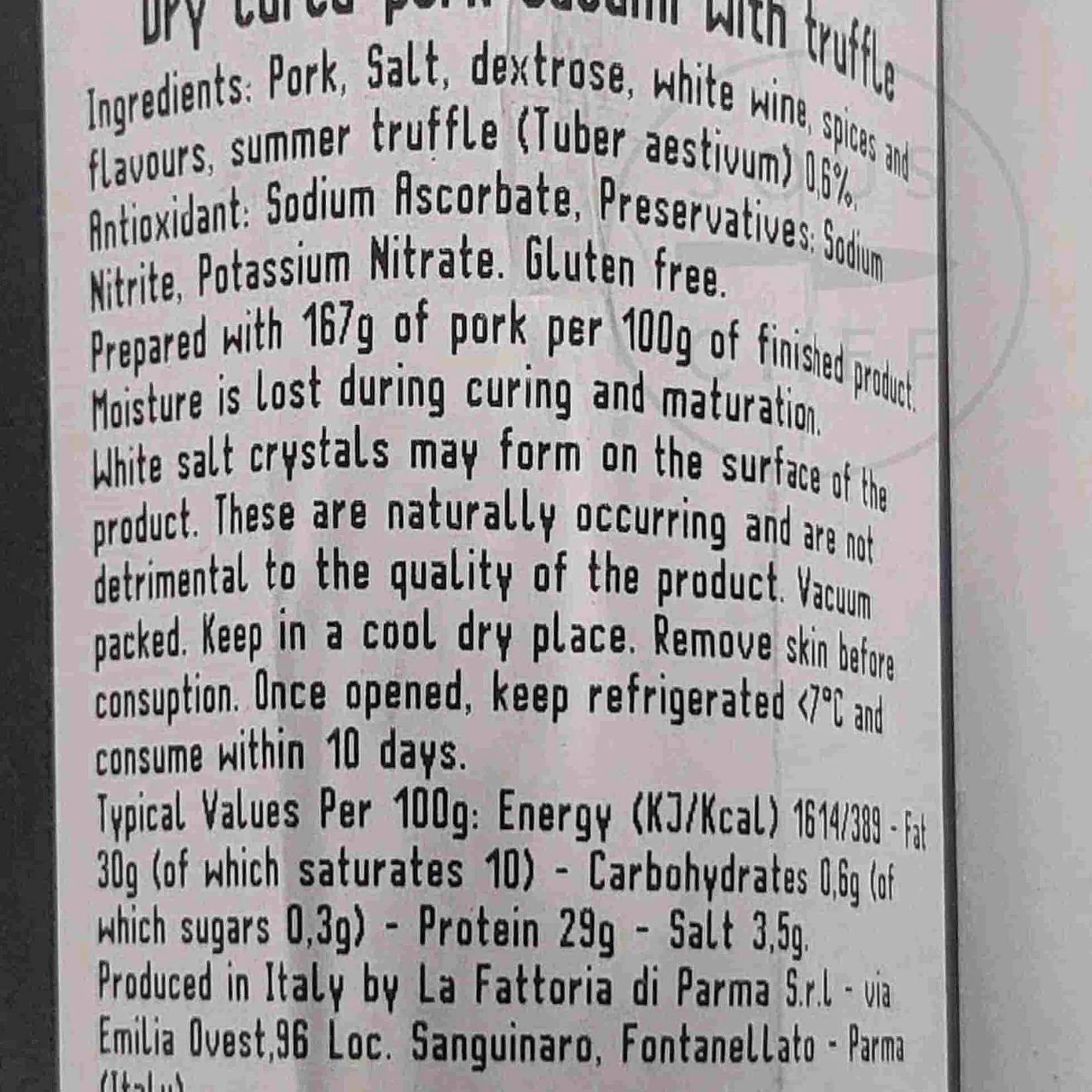 New Strolghino Salami with Truffles, 140g Ingredients Brands|Italian Ingredients