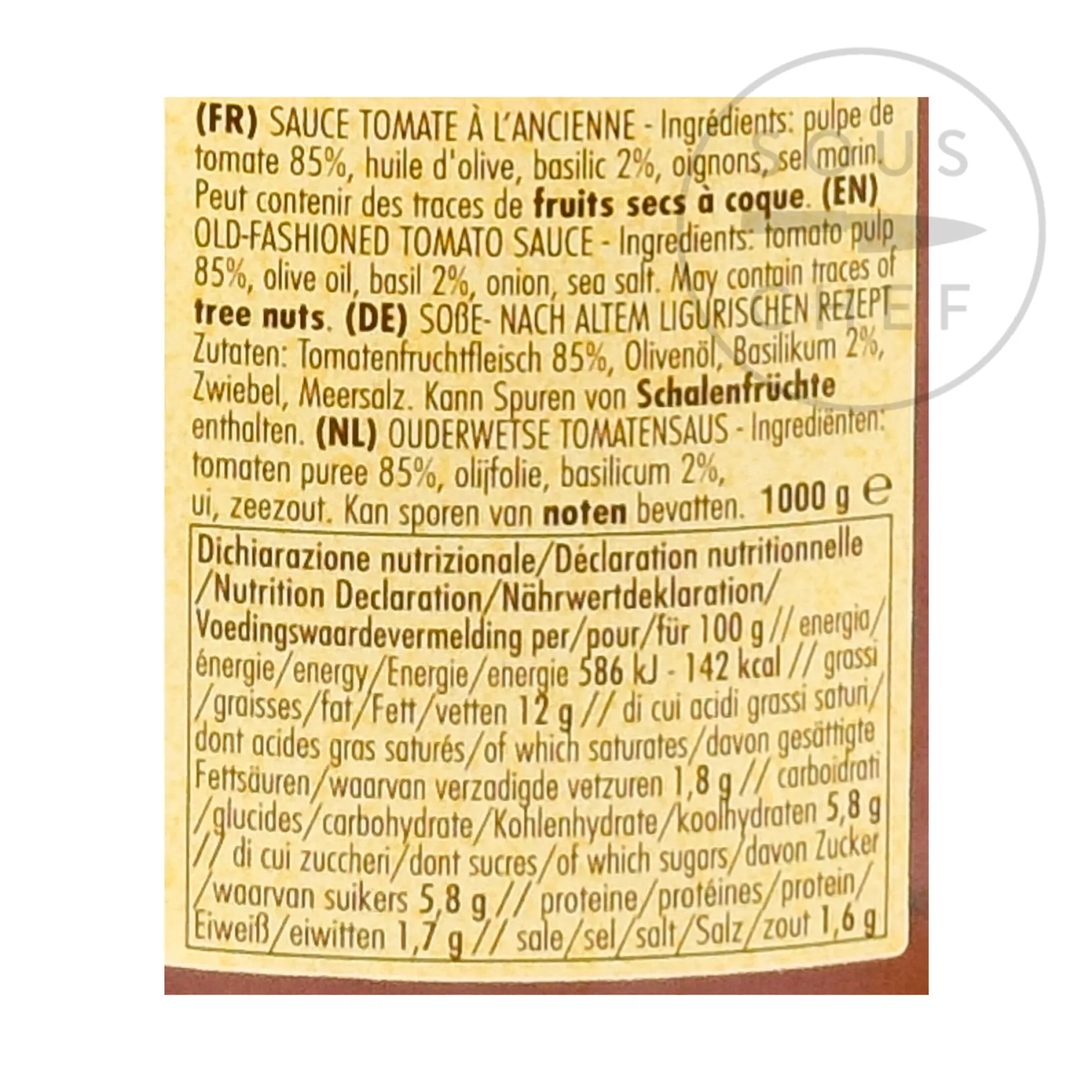 Old Fashioned Tomato Sauce, 1kg Italian Ingredients|Sauces & Condiments