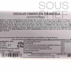Outlet 60% Dark Chocolate Slab with Whole Roasted Hazelnuts, 450g Ingredients Brands|Italian Ingredients