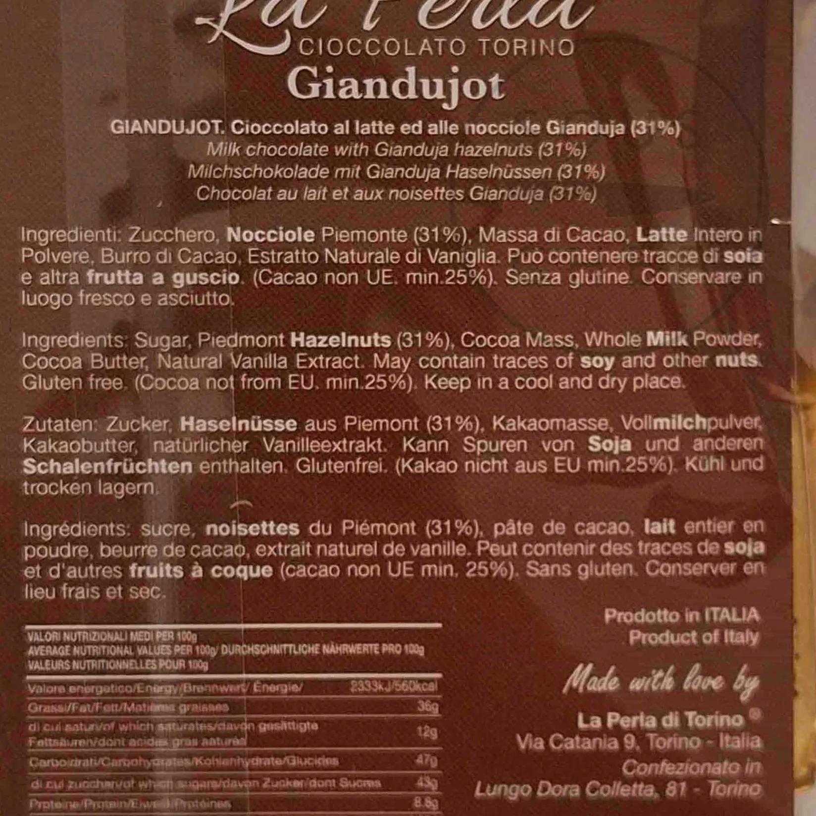 Outlet Gianduja 'Giandujot', 200g Ingredients Brands|Italian Ingredients