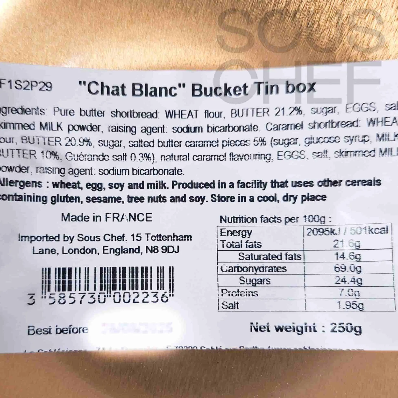 French Sable Biscuits in Round Cat Tin, 250g Ingredients Brands|French Ingredients