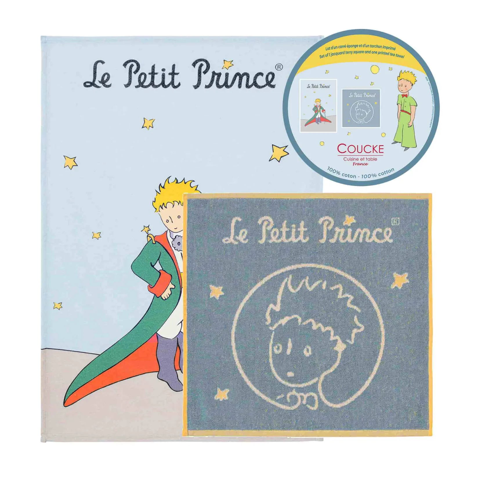 Clearance Le Petit Prince Washcloth & Tea Towel with Gift Box French Ingredients|Kitchen Textiles & Clothing