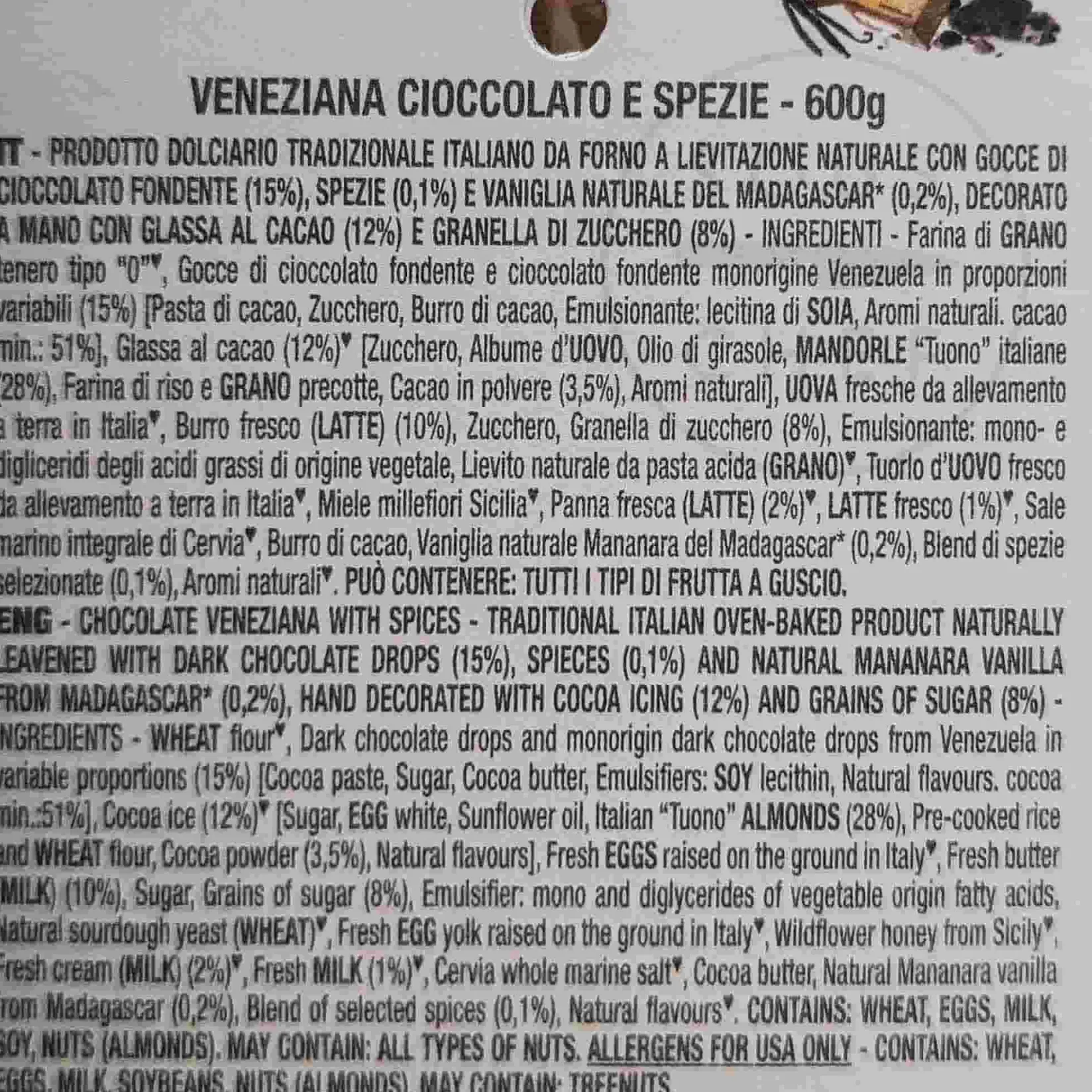 Clearance Chocolate and Spices Veneziana, 600g Ingredients Brands|Chocolate & Sweets
