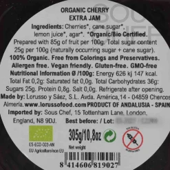 Outlet Organic Artisanal Cherry Jam, 305g Ingredients Brands|Jam, Honey & Spreads