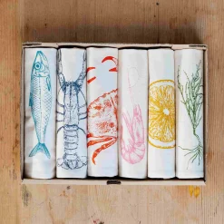 Online Seafood Design Napkins, Box of 6 Table Setting|Kitchen Textiles & Clothing