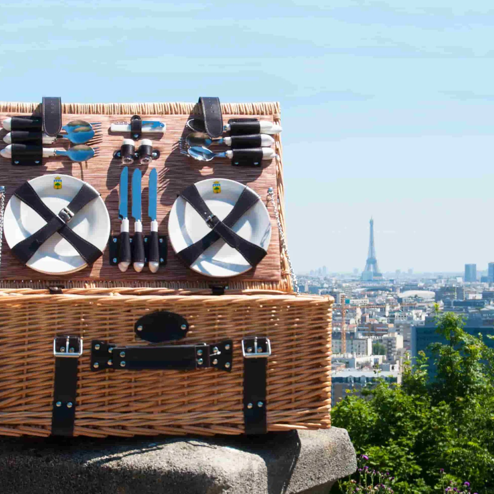 Hot Louvre Natural Picnic Basket, 6 Person Picnicware|Disposable Tableware