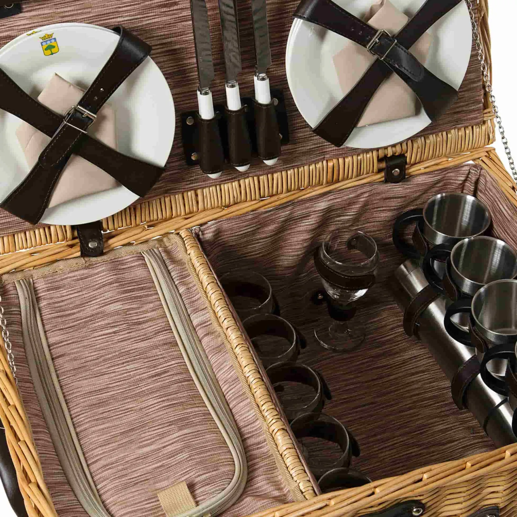 Hot Louvre Natural Picnic Basket, 6 Person Picnicware|Disposable Tableware