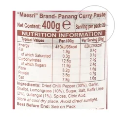 Sale Thai Panang Curry Paste, 400g Ingredients Brands|Southeast Asian Ingredients