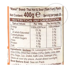 Clearance Tom Yum Paste, 400g Ingredients Brands|Southeast Asian Ingredients