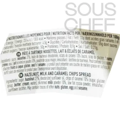 New Hazelnut, Milk And Salted Butter Caramel Chip Spread 220g Ingredients Brands|French Ingredients