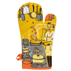 Sale Man with a Pan Double Sided Oven Mitt Kitchen Textiles & Clothing
