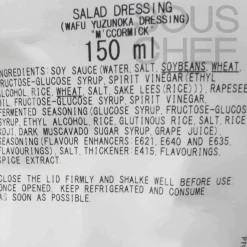 Hot Yuzu Citrus Salad Dressing, 150ml Ingredients Brands|Japanese Ingredients