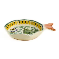 Discount Mexican Hand Painted Green & Yellow Fish Dish, 14x19cm Mexican Ingredients|Tableware Brands