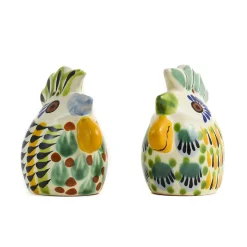 Sale Mexican Hand Painted Rooster Salt & Pepper Shaker Set Mexican Ingredients|Table Setting