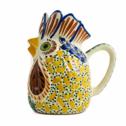 Clearance Mexican Hand Painted Yellow Rooster Pitcher Mexican Ingredients|Jugs & Bottles
