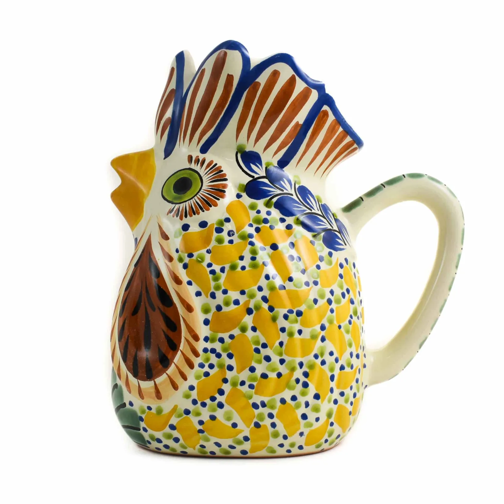 Clearance Mexican Hand Painted Yellow Rooster Pitcher Mexican Ingredients|Jugs & Bottles