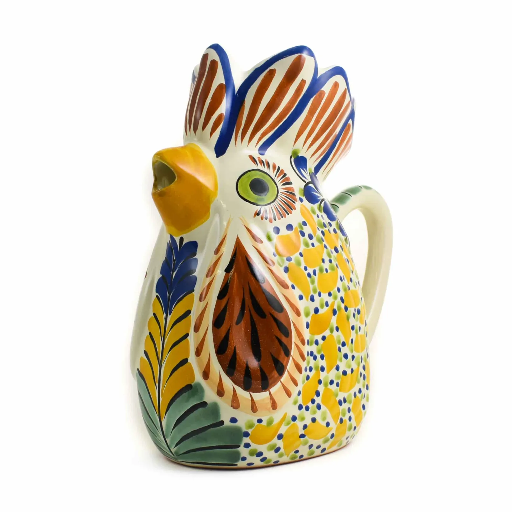 Clearance Mexican Hand Painted Yellow Rooster Pitcher Mexican Ingredients|Jugs & Bottles