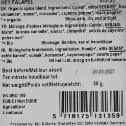 Outlet Organic Hey Falafel Spice Blend, 50g Ingredients Brands|Indian Ingredients