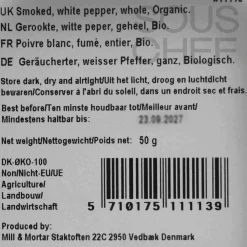 Discount Organic Smoked White Pepper, 50g Ingredients Brands|Chinese Ingredients