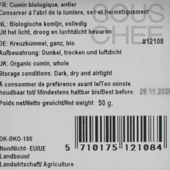 New Organic Whole Cumin, 50g Ingredients Brands|Indian Ingredients