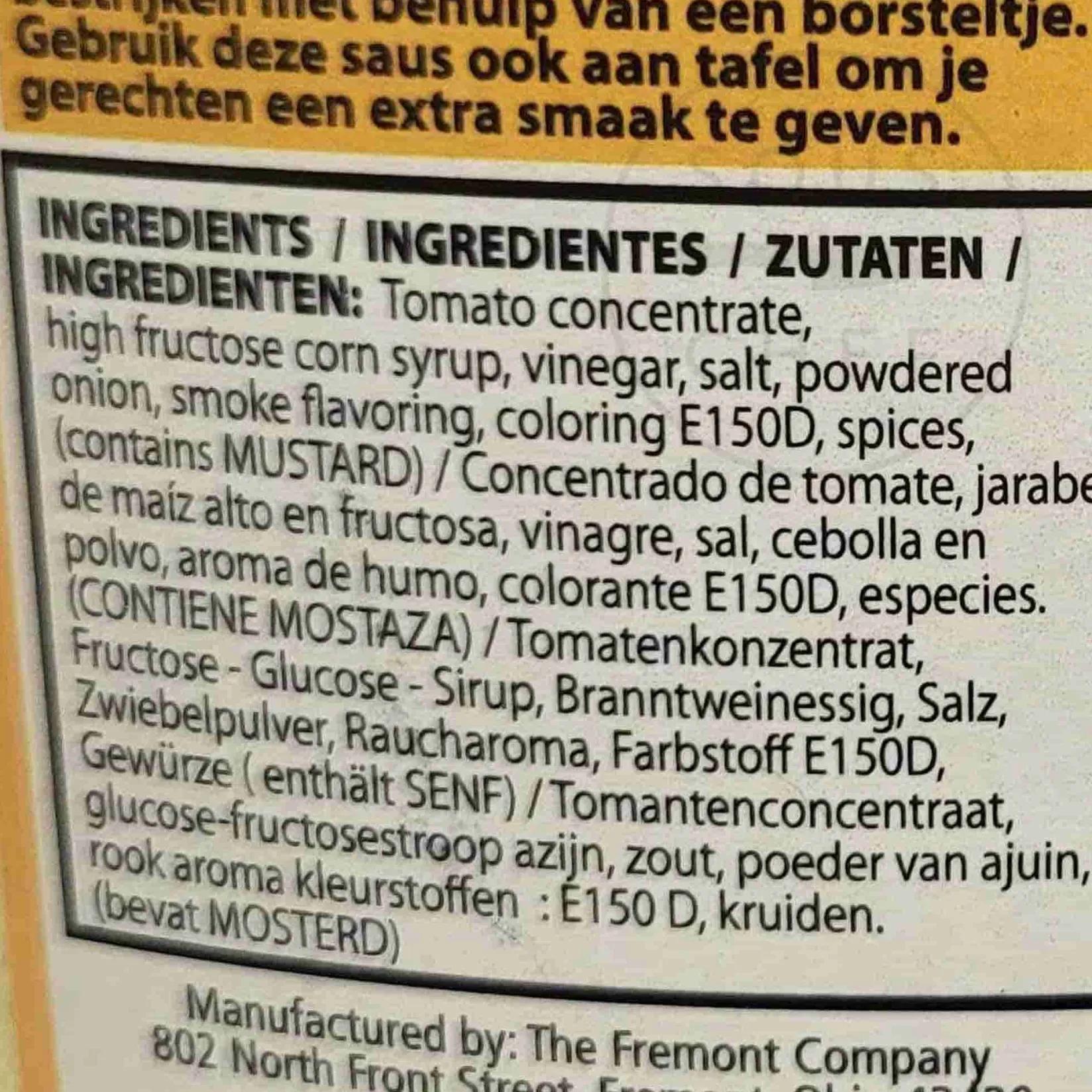 Best Bbq Sauce Original, 510g Ingredients Brands|Sauces & Condiments