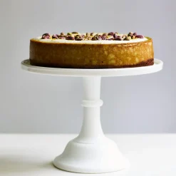 Clearance White Milk Glass Cake Stand American Ingredients|Serveware