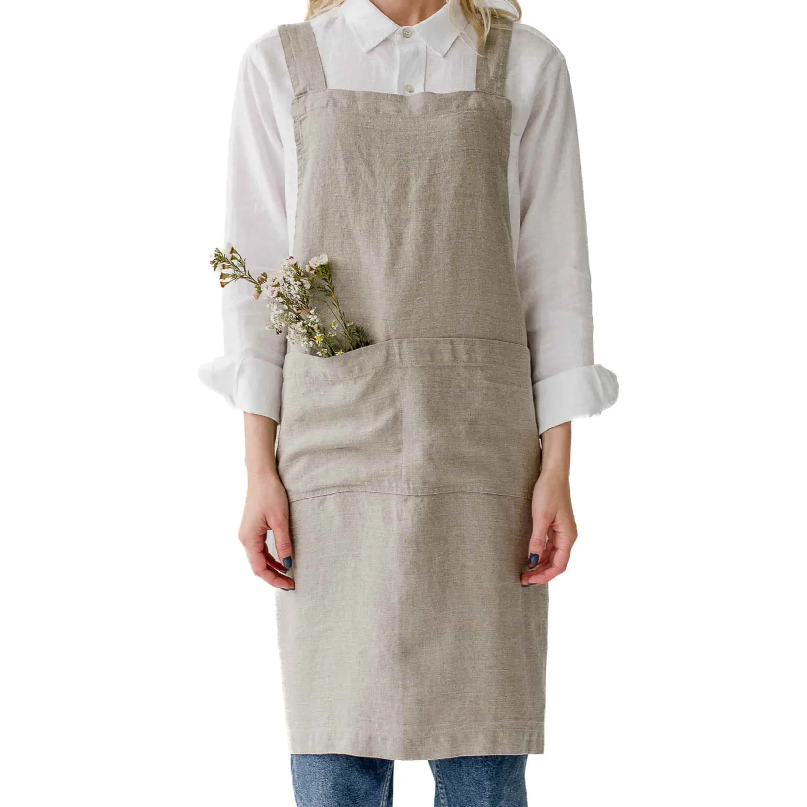 Hot Natural Crossback Linen Apron Kitchen Textiles & Clothing