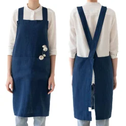 Best Navy Crossback Linen Apron Kitchen Textiles & Clothing