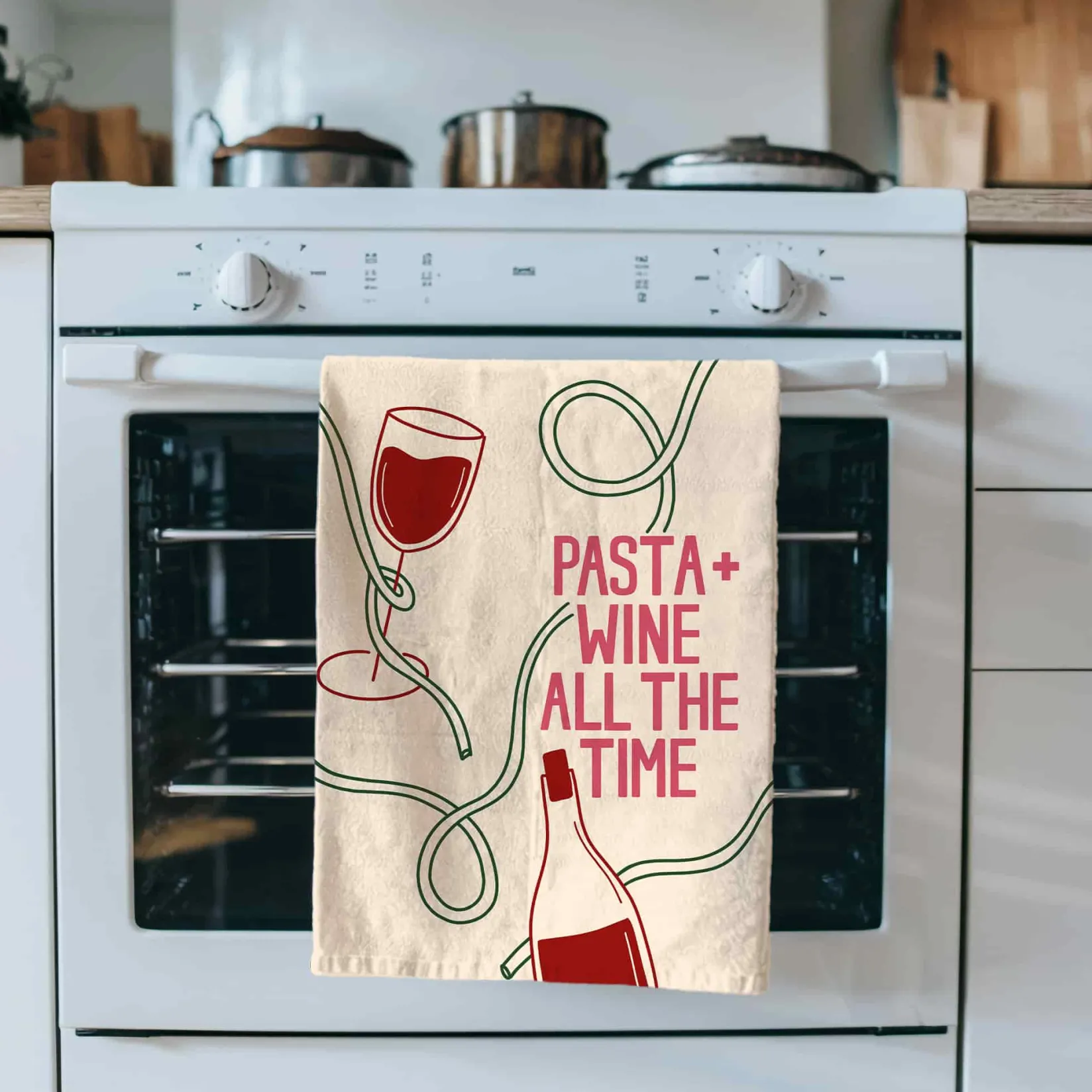 Clearance Pasta and Wine Tea Towel Kitchen Textiles & Clothing