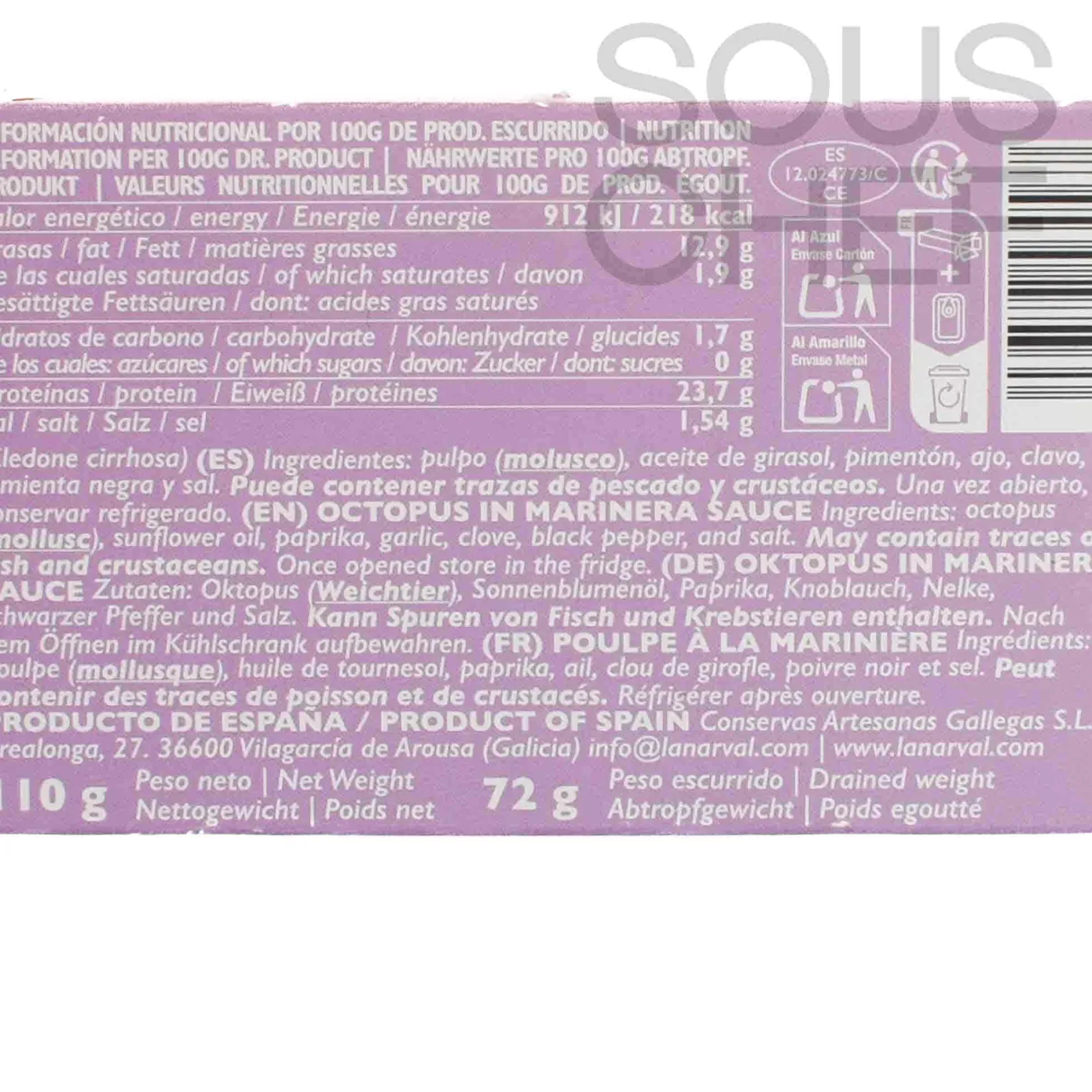 Clearance Octopus Mariniere, 110g Ingredients Brands|Spanish Ingredients