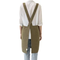 Online Olive Crossback Linen Apron Kitchen Textiles & Clothing
