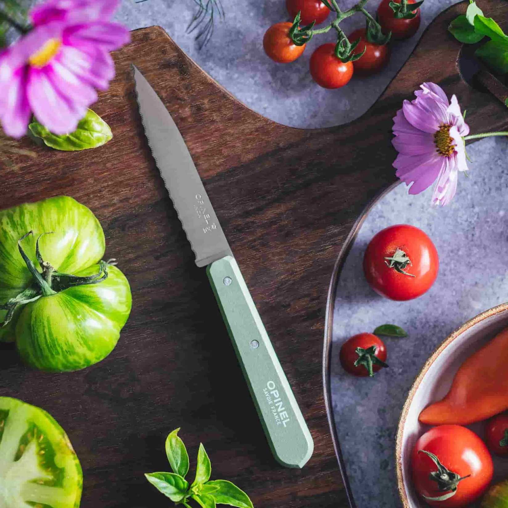 Sale No 113 Sage Beechwood Handle Serrated Paring Knife, 10cm Kitchen Knives