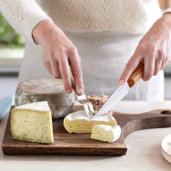 Online Olive Wood Handle Cheese Knife & Fork Set Kitchen Knives