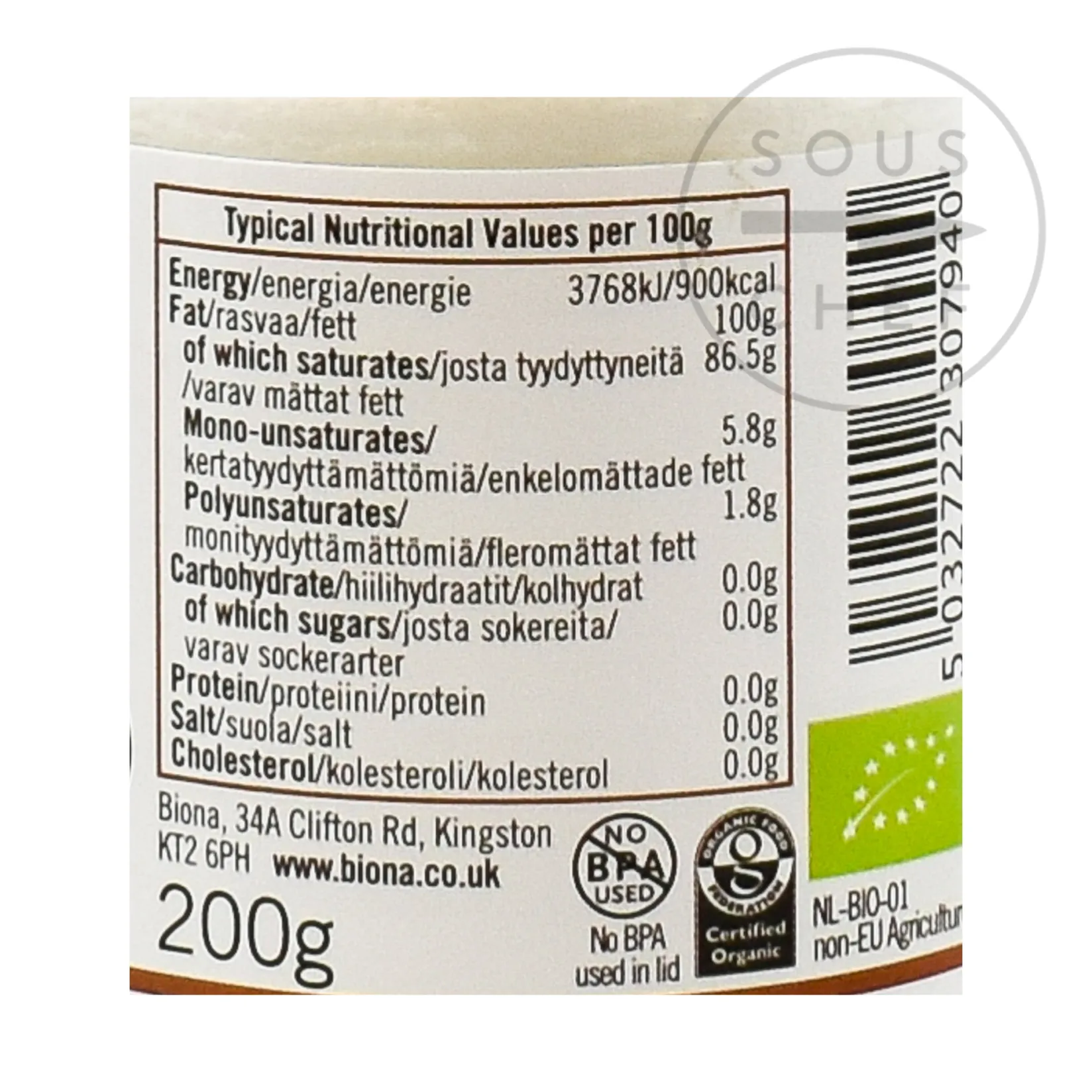 Sale Organic Virgin Coconut Oil, 200ml Ingredients Brands|African Ingredients