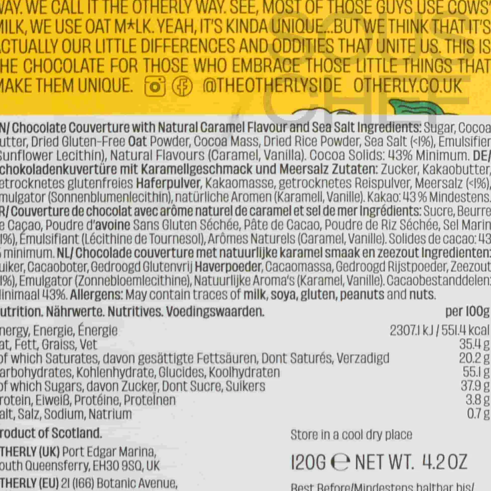 Online Salted Caramel Oatm*lk Chocolate Bar, 120g Chocolate & Sweets|Ingredients Brands