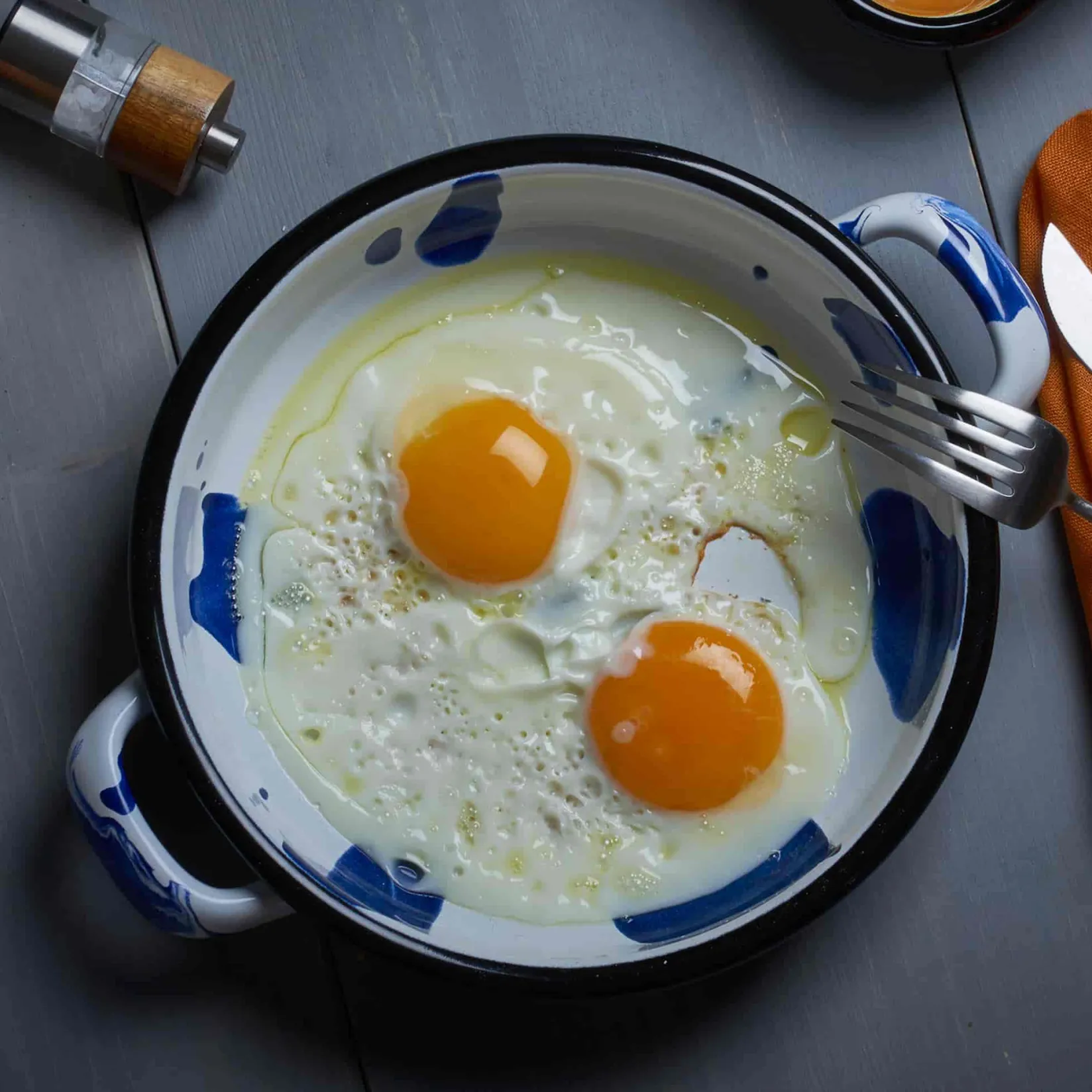 Online Paintstroke Enamel Frying Pan, Blue & White, 18cm Pots & Pans