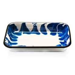 Paintstroke Enamel Roasting & Serving Dish, Blue & White Baking Supplies & Equipment