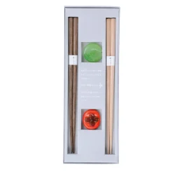 Discount Persimmon & Plum Wood Chopstick Gift Set with Rests, 18cm Japanese Ingredients|Cutlery