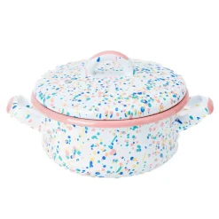 Clearance Pink Dot Enamel Casserole with Lid, 18cm Pots & Pans