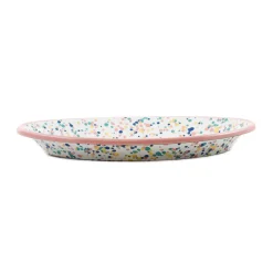 Discount Pink Dot Enamel Oval Serving Tray, 31cm Tableware Brands